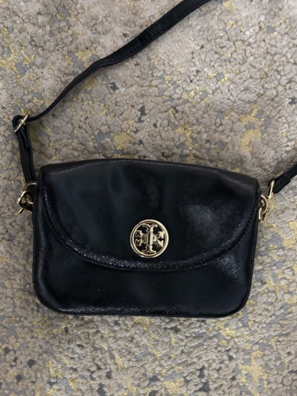 Tory Burch Robinson Black Patent Leather Crossbody Bag